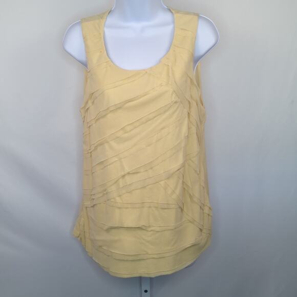 Chico’s Yellow Scoop Neck Tank Top Womens Size 16 Ruffle Layered Sleeveless - Picture 1 of 10